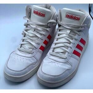 Adidas Men's White and Red High-Top Sneakers Size 12